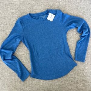 American Eagle Heathered Blue Crewneck Long Sleeve Top